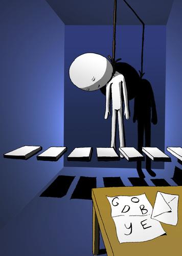 Cartoon: Suicide... (medium) by berk-olgun tagged hangman