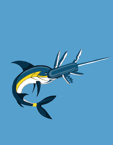 Cartoon: Swiss Army Swordfish... (medium) by berk-olgun tagged swiss,army,swordfish