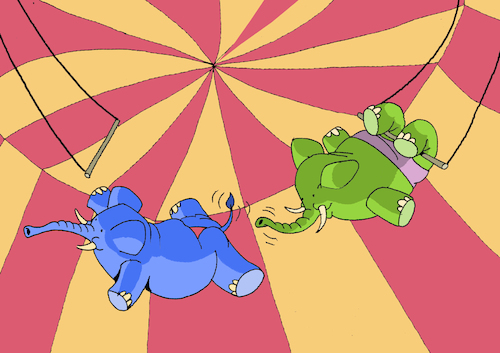 Cartoon: Trapeze... (medium) by berk-olgun tagged trapeze