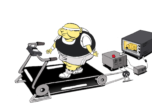 Cartoon: Treadmill Generator... (medium) by berk-olgun tagged treadmill,generator