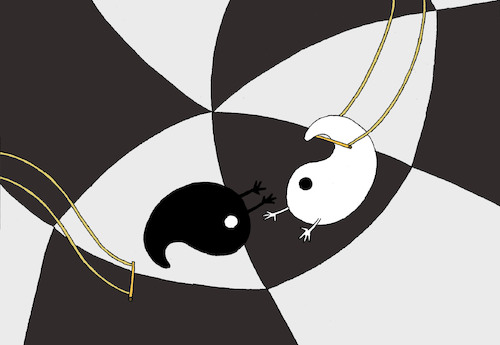 Cartoon: Yin Yang Trapeze... (medium) by berk-olgun tagged yin,yang,trapeze