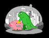 Cartoon: Bank Godzilla... (small) by berk-olgun tagged bank,godzilla