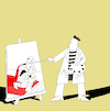 Cartoon: Painter and the Knight... (small) by berk-olgun tagged painter,and,the,knight