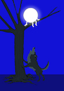Cartoon: Wolf and the Moon... (small) by berk-olgun tagged wolf,and,the,moon