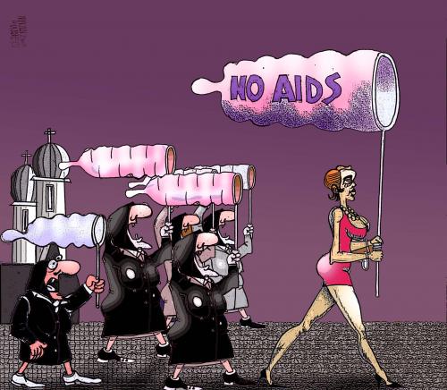 Cartoon: NO AIDS (medium) by Marian Avramescu tagged mav