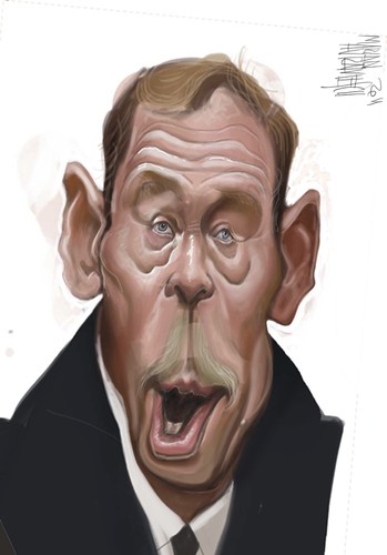 Cartoon: Vaclav Havel (medium) by Marian Avramescu tagged mmmmmmmmmm