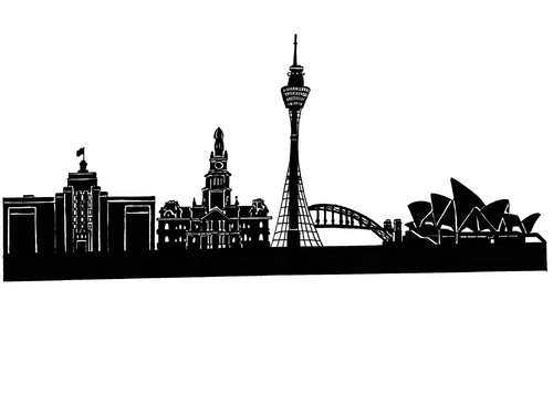 Cartoon: Skyline Sydney (medium) by Glenn M Bülow tagged tourismus,reisen,under,down,australien,sydney,australia,travel,city,skyline,monument,sightseeing,sights