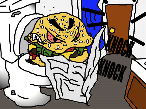 Cartoon: Sunday Morning Buns (medium) by m-crackaz tagged burger,toilet