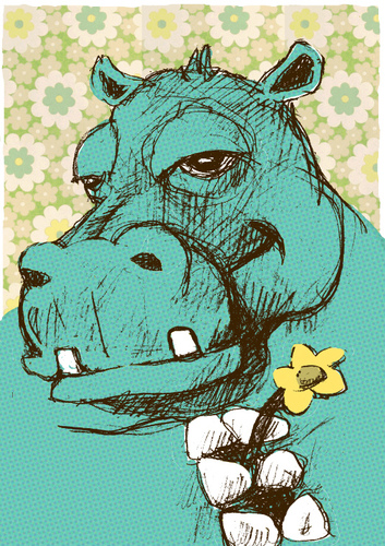 Cartoon: aunt hippo (medium) by jenapaul tagged hippo,aunt