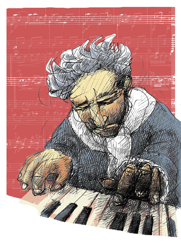 Cartoon: beethoven (medium) by jenapaul tagged beethoven,music,classical,composer