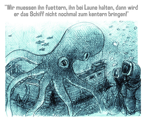 Cartoon: finanzkrise (medium) by jenapaul tagged finanzkrise,politik,satire,kraken,parabel