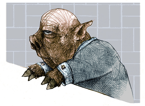 Cartoon: mr pig (medium) by jenapaul tagged pig,man,human,portrait