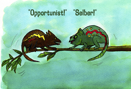 Cartoon: opportunisten (medium) by jenapaul tagged chamäleon,tiere,humor,satire