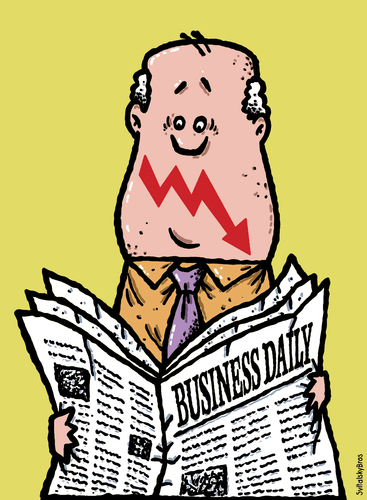 Cartoon: Crisis smile (medium) by svitalsky tagged crisis,smile,newspapers,business,economy,money,graph,down,cartoon,svitalsky,svitalskybros,krise,finanzkrise,wirtschaftskrise,kurs,finanzen,geschäfte