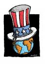 Cartoon: American hat at globe (small) by svitalsky tagged svitalsky,usa,globe,cartoon,hat,america