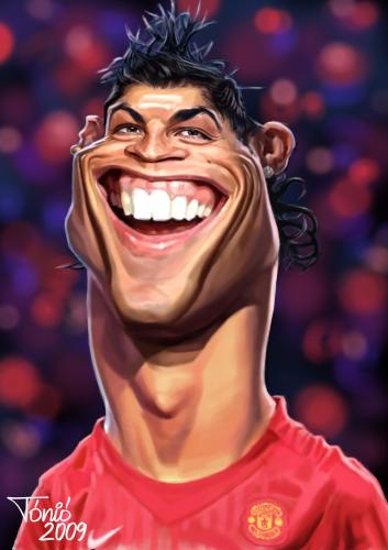 Cartoon: Christiano Ronaldo (medium) by Tonio tagged football,soccer,united,manchester,real,wm,portugal,ronaldo,christiano,caricatur,karikatur