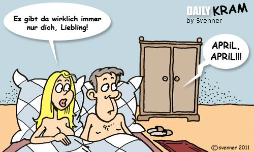 Cartoon: April April (medium) by svenner tagged daily,april,scherz,aprilscherz,erotik,partnerschaft,beziehung