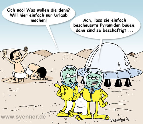Cartoon: Die Wahrheit über die Pyramiden (medium) by svenner tagged cartoon,history,pyramiden,aliens,die