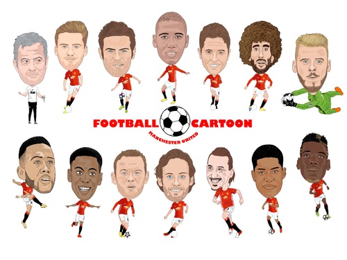 Cartoon: Manchester United Team (medium) by Vandersart tagged manchester,united,cartoons,caricatures