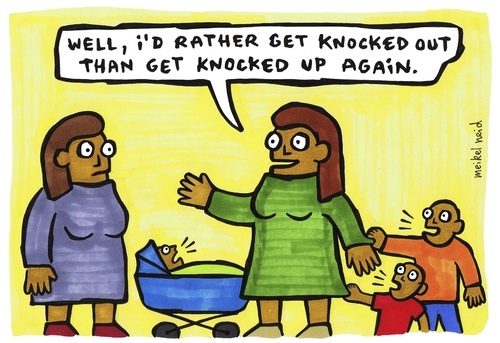 Cartoon: knocked out - knocked up (medium) by meikel neid tagged schwanger,pregnant,schwangerschaft,kinder,knocked