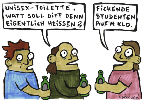 Cartoon: unisex (medium) by meikel neid tagged unisex,toilette,klo,uni,universität,studium,studenten