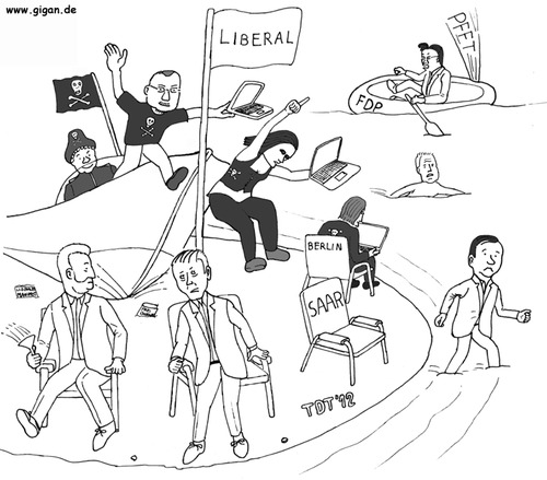 Cartoon: Piraten entern liberale Sitze (medium) by TDT tagged liberale,nerz,maurer,marsching,luksic,kubicki,lindner,rösler,nrw,westfalen,nordrhein,holstein,schleswig,berlin,saarland,fdp,piraten
