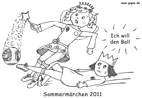 Cartoon: Sommermärchen 2011 (medium) by TDT tagged princess,little,sara,lillifee,prinzessin,kleine,hexen,feen,prinzessinnen,märchen,deutschland,wm2011,fussball,frauen,sport