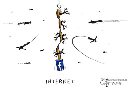 Cartoon: Facebook (medium) by Bernd Ötjen tagged facebook,fliegenfänger,internet,gruppe,gefangen,like,anmeldung,freunde,follower,zwang,hasskomentar,fake,news