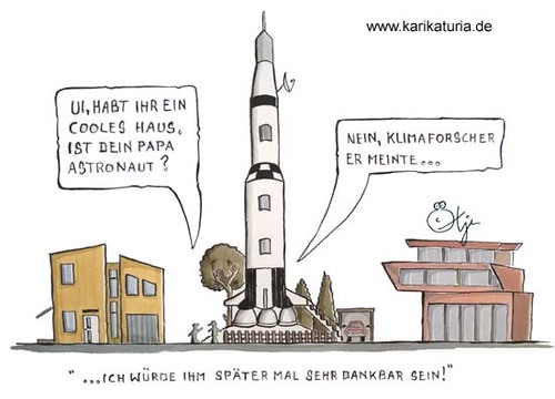 Cartoon: Neubau Klimaforscher (medium) by Bernd Ötjen tagged klimaforscher,klima,klimabericht,haus,astronaut,rakete,mondbesiedlung,marsbesiedlung,moderner,neubau