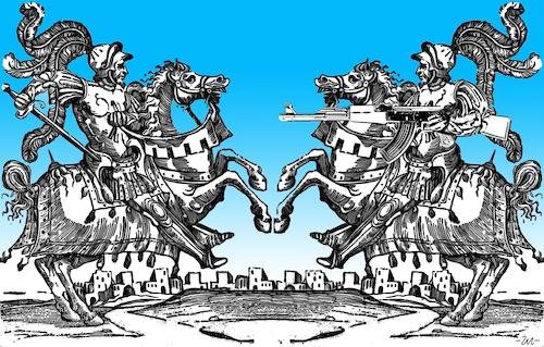 Cartoon: Duel (medium) by zu tagged medieval,rider,kinght,duel