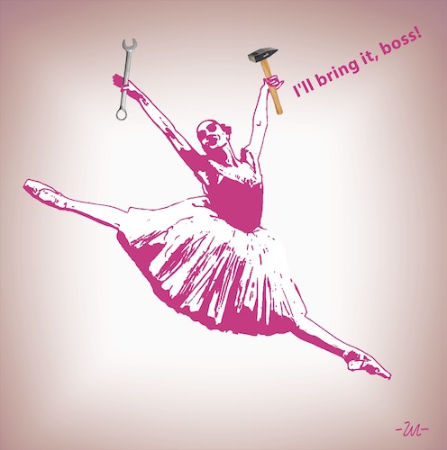 Cartoon: I bring it (medium) by zu tagged ballet,dance,workshop,boss,tools