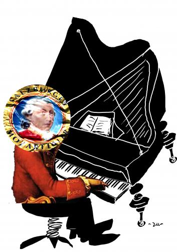 Cartoon: Mozart kugel (medium) by zu tagged mozart,kugel,piano