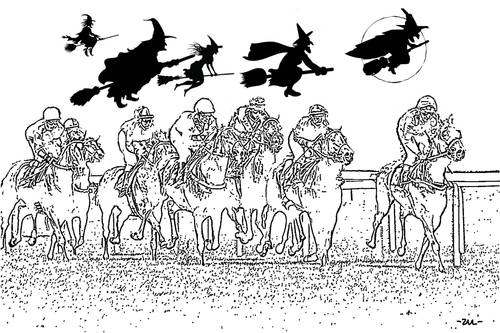 Cartoon: Racing (medium) by zu tagged horse,racing,witch