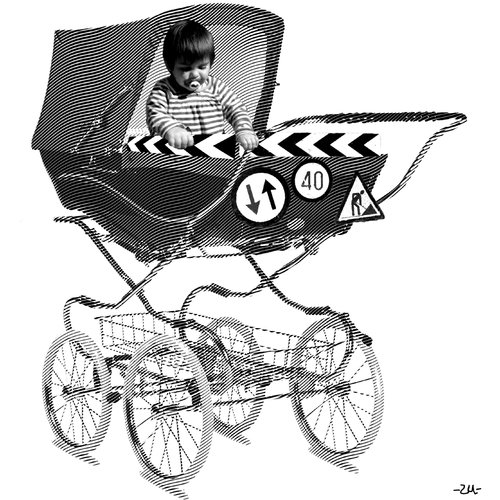 Cartoon: Road work (medium) by zu tagged pram,road,work,baby