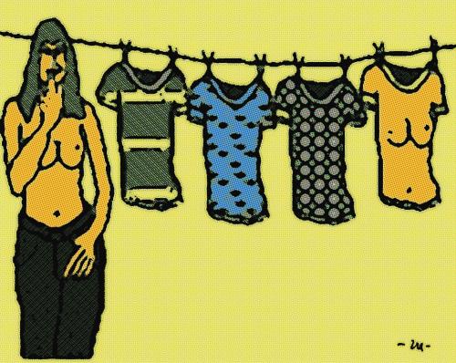 Cartoon: T-shirts (medium) by zu tagged shirt,woman