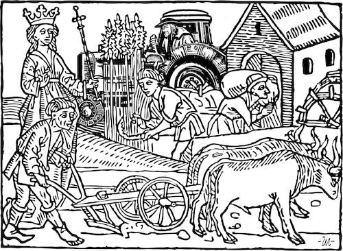 Cartoon: Tractor (medium) by zu tagged medieval,tractor