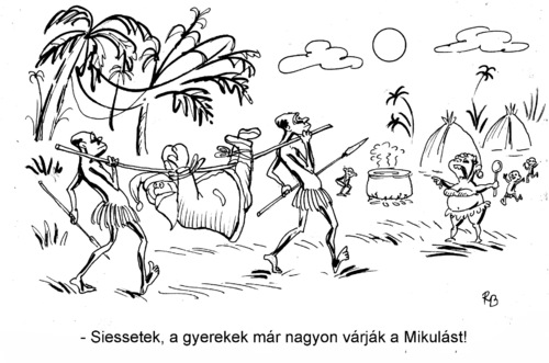 Cartoon: claus (medium) by rakbela tagged santa,claus,mikulas,noel,ded,schnell,hurry,up,children