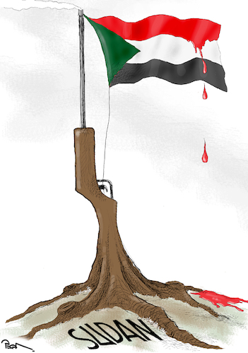 Cartoon: Sudan Crisis (medium) by Popa tagged violence,military,au,un,albashir,conflict,khartoum