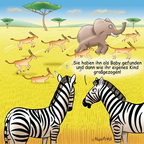 Cartoon: Antilophant (medium) by neufred tagged antilope,zebra,elefant