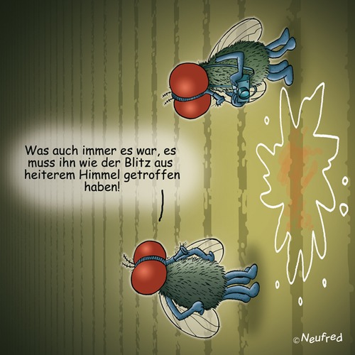 Cartoon: Fliegen-Fleck (medium) by neufred tagged unglück,polizei,ermittler,tot,fliegen
