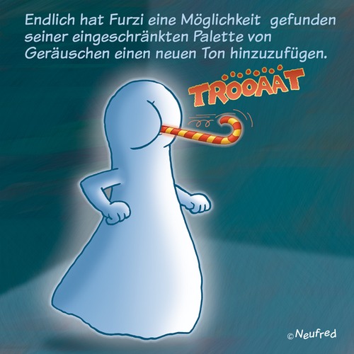 Cartoon: Neues Geräusch (medium) by neufred tagged geist,gespenst,tröte,pupsen,hintern,popo