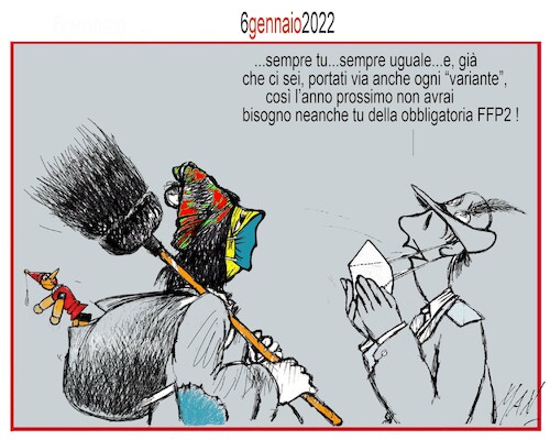 Cartoon: 6 gennaio 2022 (medium) by Enzo Maneglia Man tagged vignette,umorismo,grafico,befana,epifania,2022