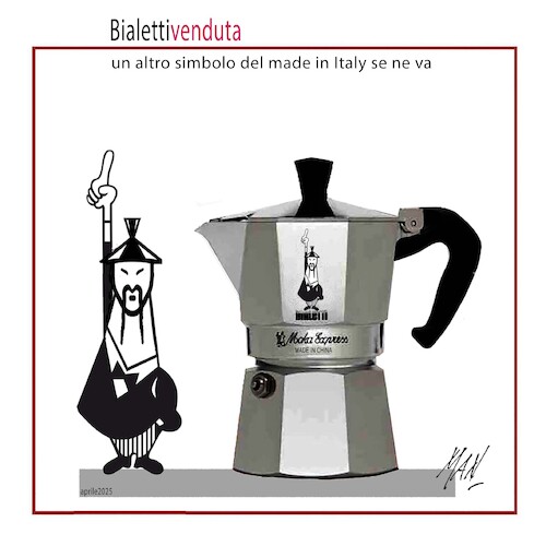 Cartoon: Bialetti venduta (medium) by Enzo Maneglia Man tagged vignette,umorismo,grafico,illustrazioni,spilli,fighillearte,piccolomuseo,fighille,ita