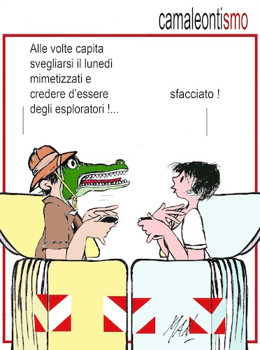 Cartoon: camaleontismo (medium) by Enzo Maneglia Man tagged vignetta,umorismo,grafico,spilli,fighillearte,maneglia,cassonettari