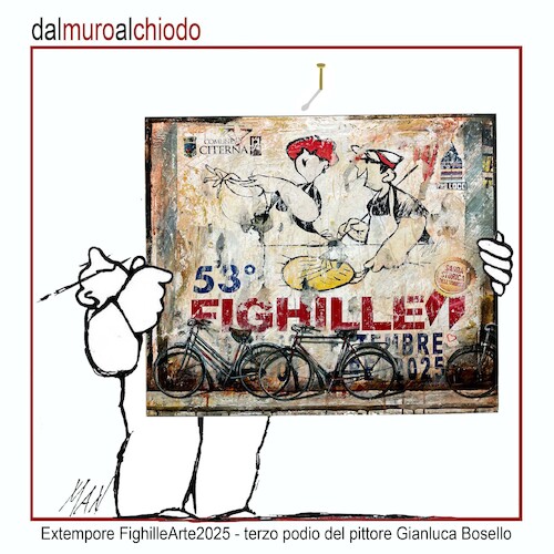 Cartoon: dal muro al chiodo (medium) by Enzo Maneglia Man tagged vignetta,umorismo,grafic,spill,fighillearte,ita,piccolomuseo,fighille