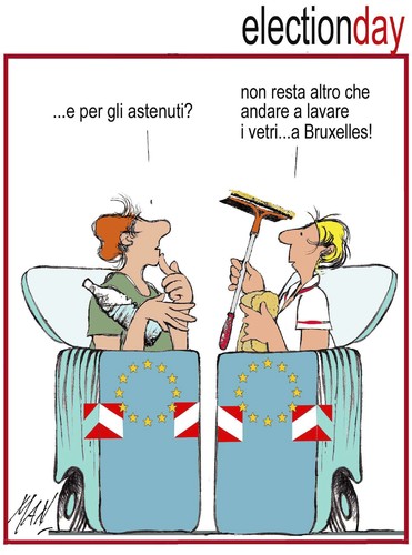 Cartoon: europee 2014 elecionday (medium) by Enzo Maneglia Man tagged cassonettari,fighillearte,maneglia,man,europee,elezioni