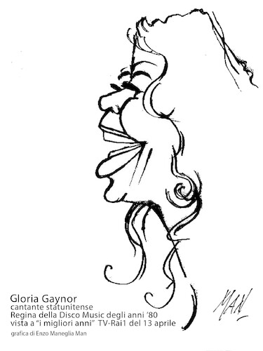 Cartoon: Gloria Gaynor 2024 (medium) by Enzo Maneglia Man tagged ccaricaura,gloria,gaynor,grafica,ritratto,cantante