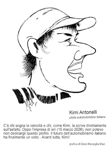Cartoon: Kimi Antonelli (medium) by Enzo Maneglia Man tagged caricature,piloti,f1,automobilismo,sport,kimi,antonelli