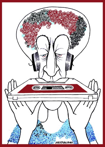 Cartoon: mangiacassette cassette (medium) by Enzo Maneglia Man tagged mangiacassette
