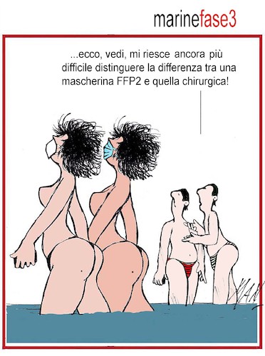 Cartoon: mare in fase3 (medium) by Enzo Maneglia Man tagged vignette,umorismo,grafico,bagnanti,di,man,periodo,coronavirus,2020,fase3,da,fighillearte,piccolomuseo,fighille,it
